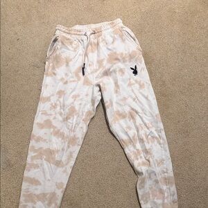 PLAYBOY Kids Cream and Tan Tie-Dye Joggers